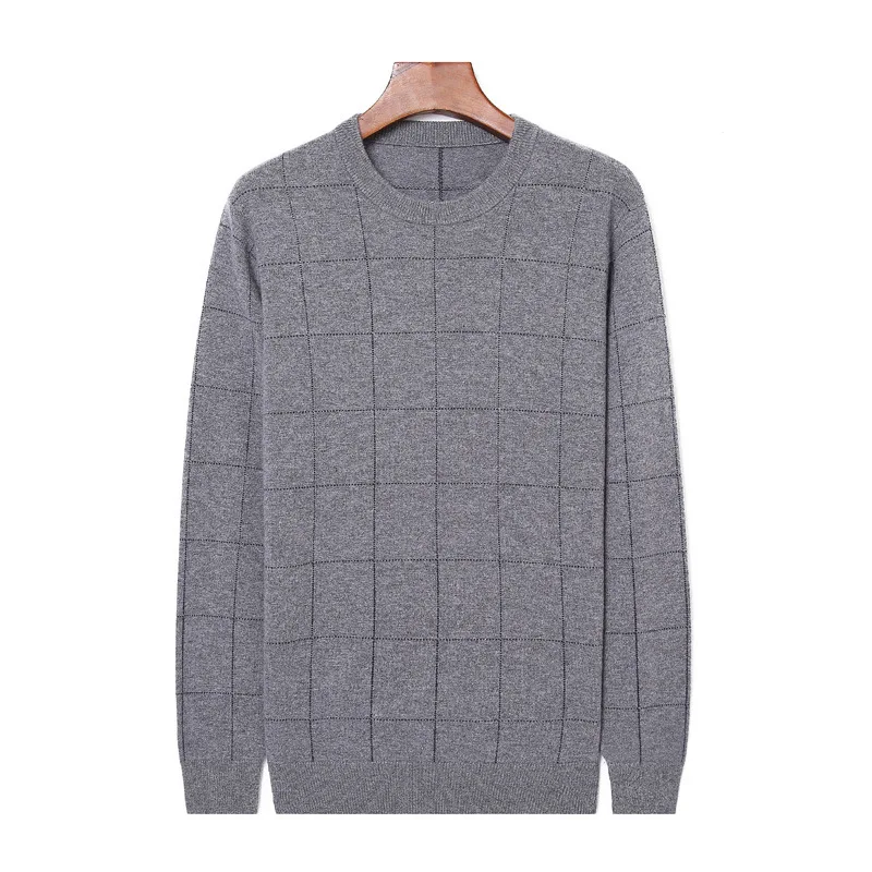 

Cashmere Warm Comfortable Wear Well High Quality Slim Fashion Man Knitted Pullover Winter Knitwear Plaid O-neck Men Sweater