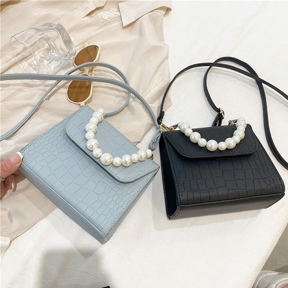 

New Arrival Women's Bag Stone Pattern PU Leather Shoulder Crossbody Bag Casual Ladies Pearl Top-handle Small Purses and Handbags