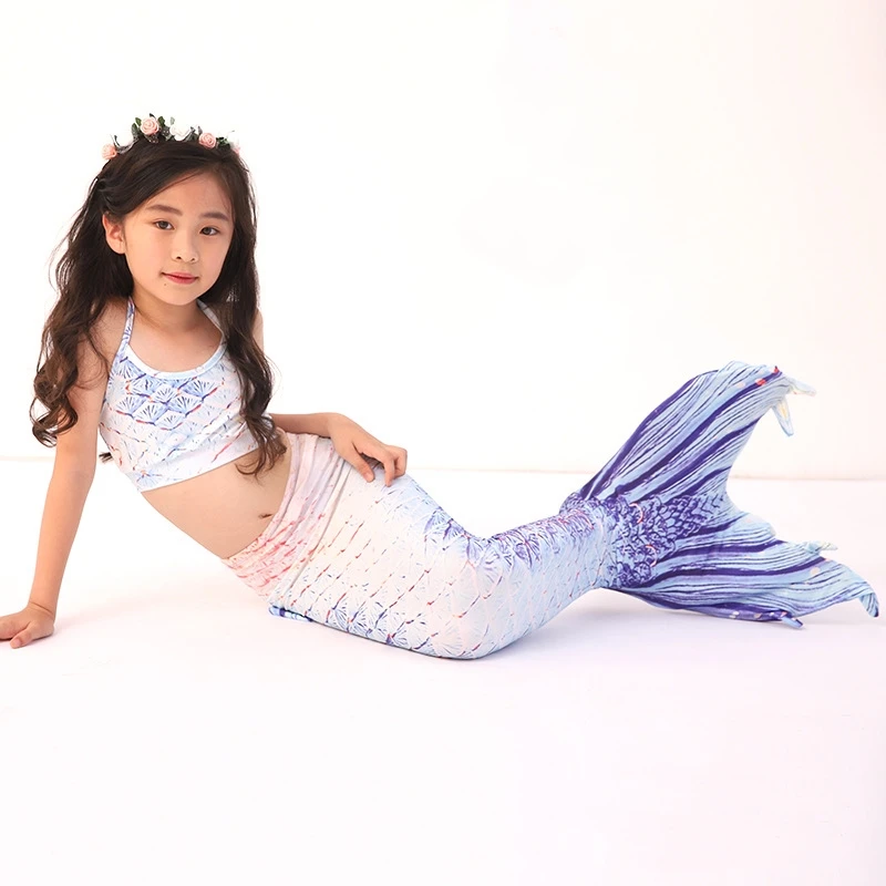 

2020 Mermaid Costume Swimsuit Bikini Three-piece Swimsuit Mermaid Tail Cosplay Halloween Costume for Girl