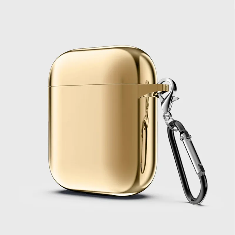 Чехол s для Airpods 2nd роскошный защитный чехол для наушников для Apple airpods2 Air pods 2 с крючком - Цвет: Золотой