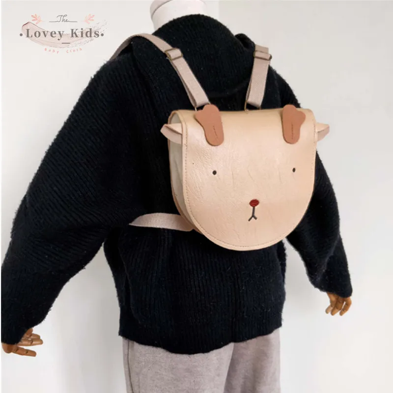 

Cartoon Backpack Deer Kids School Bags Baby Boy Girl Cute PU Leather Messenger Bag Toddler Kindergarten Book Bag Korean Style