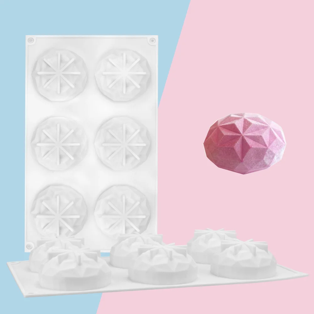 

Формы для выпечки торта 6 отверстий для выпечки десертов льда прессформы Моул алмаз силиконовые формы для торта, шоколада