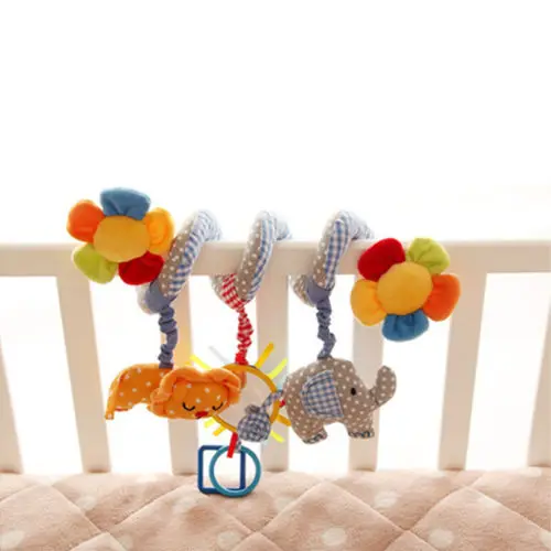 

pudcoco Newest Arrivals Hot Infant Newborn Toddler Crinkle Stroller Bed Crib Spiral Musical Ring Jingle Bell Rattle Baby Toy