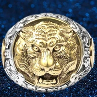 2021 trend furious lion king gold two tone king of forest mans ring cool stuff rings for men gothic accessories mens jewellery