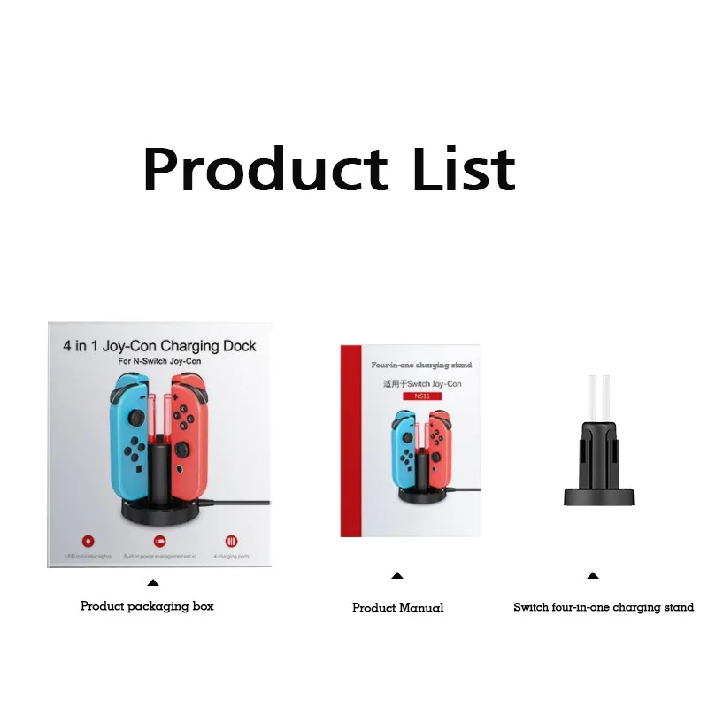 

NS11 4 in1 Charging Dock For Nintend Switch Joy-con Controller LED Charger Gamepad Switch Colorful Light Column Four Chargers