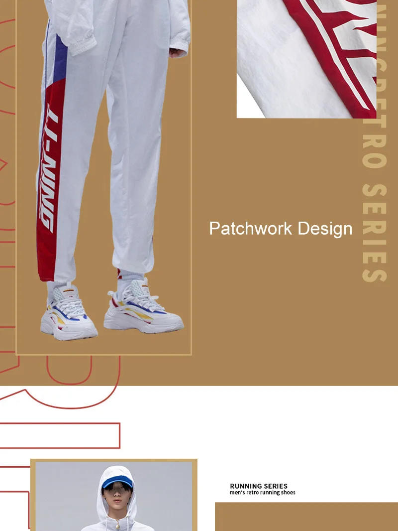 Li-Ning спортивные штаны, мужские трендовые удобные обычные подходят нейлон на водонепроницаемой смарт-Ретро подкладке спортивные брюки AYKP249 MKY524