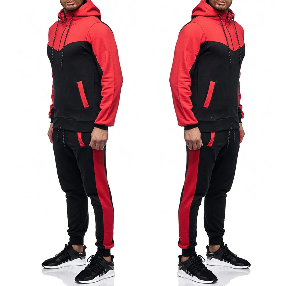 Men Casual Set Hooded Solid Patchwork 2020 Autumn New Men's Sportswear Hoodies+Pants 2PCS Sets Hip Hop Street Loose Tracksuits | Спорт и
