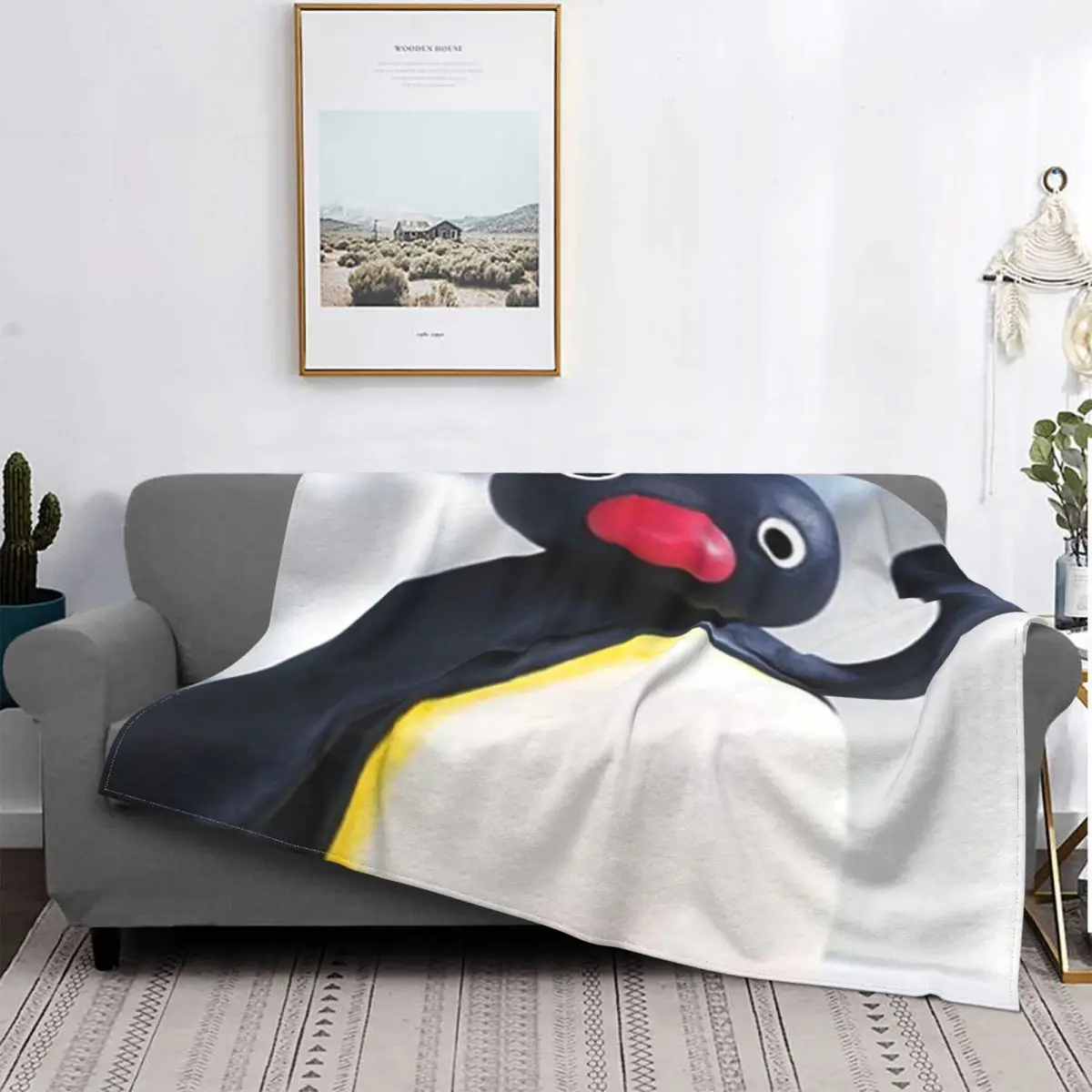 

Pingu-Manta de pingüino, colcha de cama a cuadros, cubierta de playa, manta térmica, manta