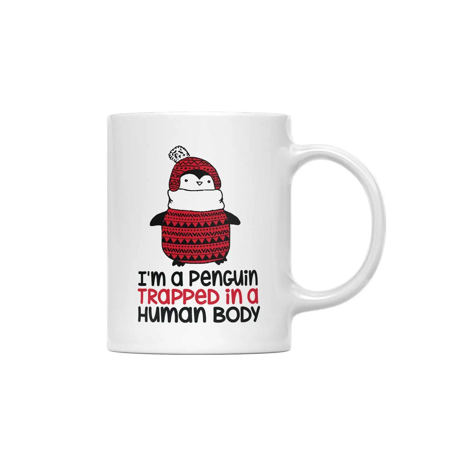 Забавная кофейная кружка I'm A Penguin In Human Body Red 11 унций|Кружки| |