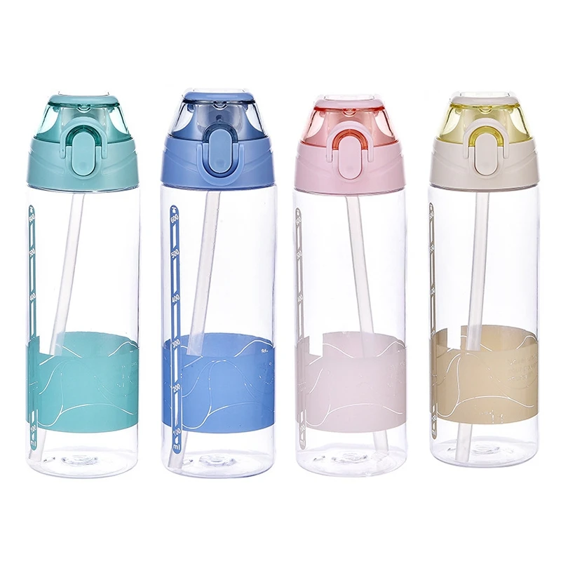 

600Ml Large Capacity Direct Drinking Cup Anti-Flak Sports Kettle with Rope Portable Fitness Hiking Water Bottle