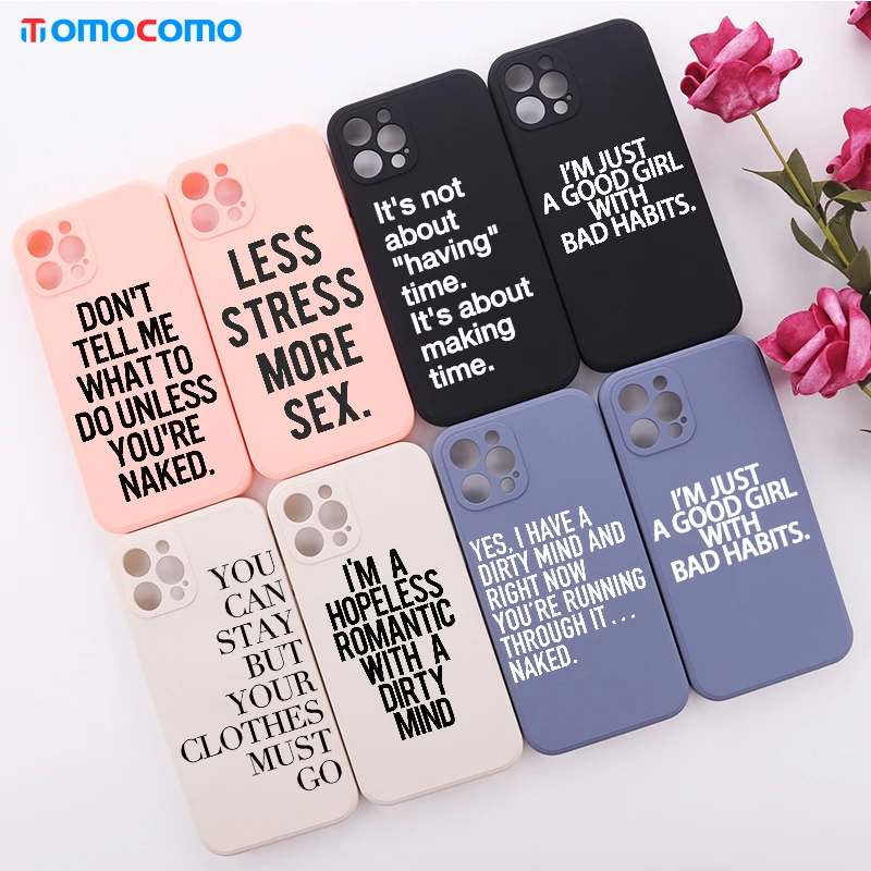 

Colorful Artistic Cool Quote Funny Words Phone Cover For iPhone 11 12 Pro Max Mini X XS XR 7 8P Shockproof Liquid Silicon Case