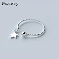 foxanry wholesale 925 stamp engagement rings for women korean fashion pentagram party accessories jewelry adjustable