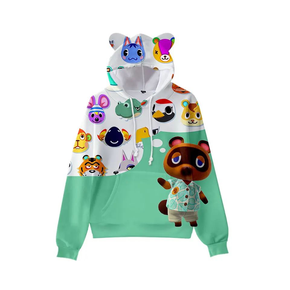 

3 To 14 Years Kids Hoodies Animal Crossing Cat Ears 3d hoodie Sweatshirt Tom Nook Leaf Children Jacket pullover Tops
