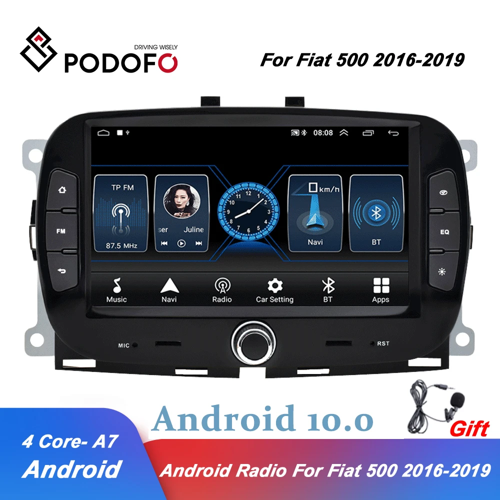 

Podofo RDS Android 2 Din Car Radios 7 Inch Multimedia MP5 Player For Fiat 500 2016 2017 2018 2019 GPS Navi Stereo Tape Recorder