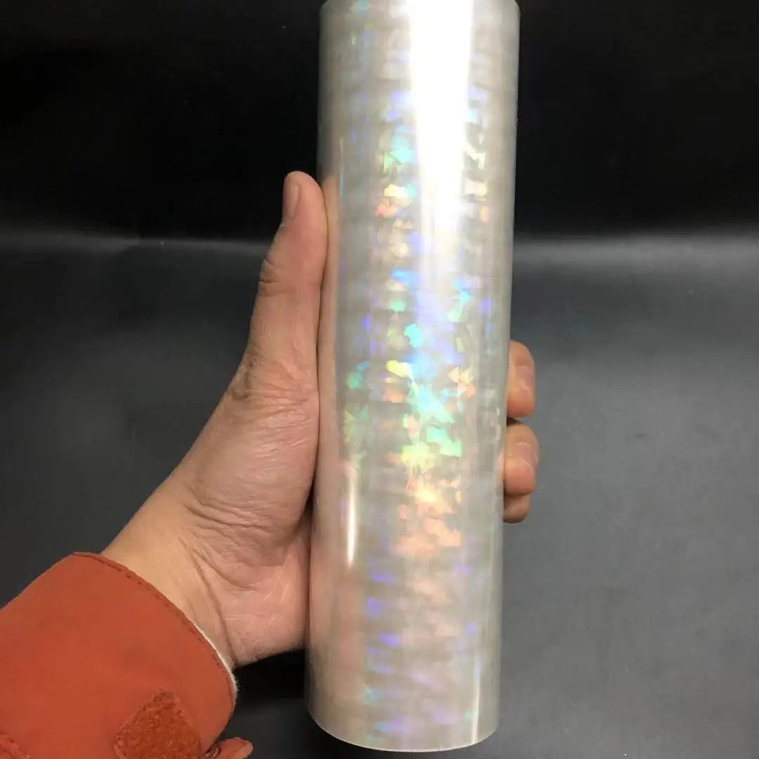 Rollos de papel de aluminio hologr&aacute;fico transparente para impresora l&aacute;ser, rollo de papel de manualidades de tarjeta de transferencia de calor de 120M, 21cm de ancho-2