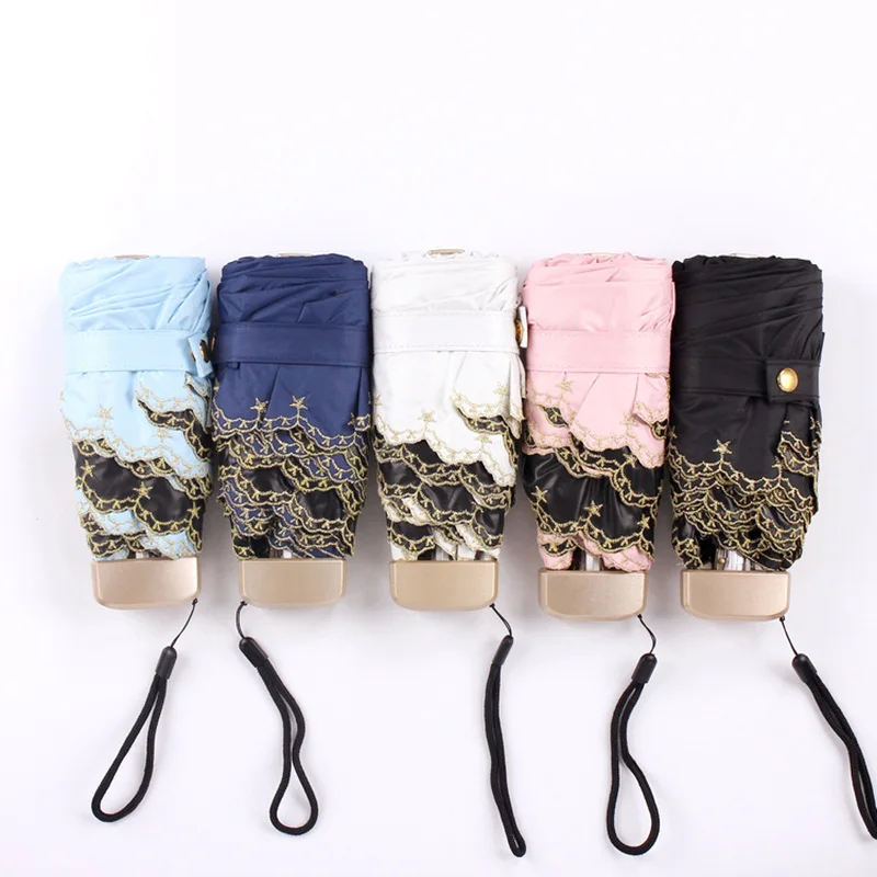 

YADA Light Mini Pentagram Star Umbrella Rainy Five Pocket Foldable Umbrella For Women Embroidered Lace Umbrellas UPF50+ YD231