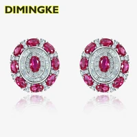 dimingke vintage 46mm oval ruby silver ear clip 100 s925 sterling silver woman jewelry party anniversary gift