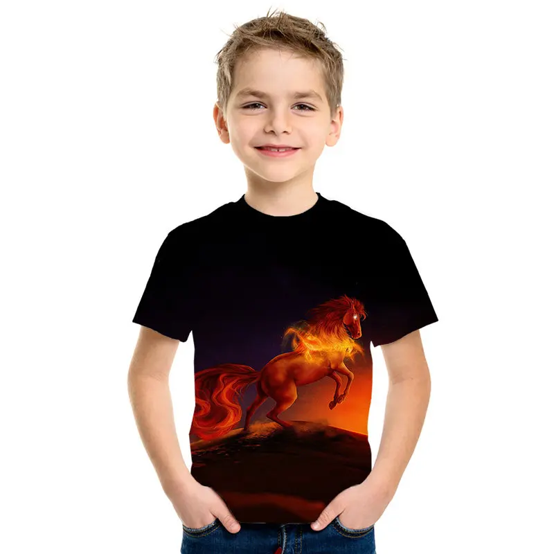 Модная детская одежда с 3D принтом в виде коня пламени пальто Новейшая тигра