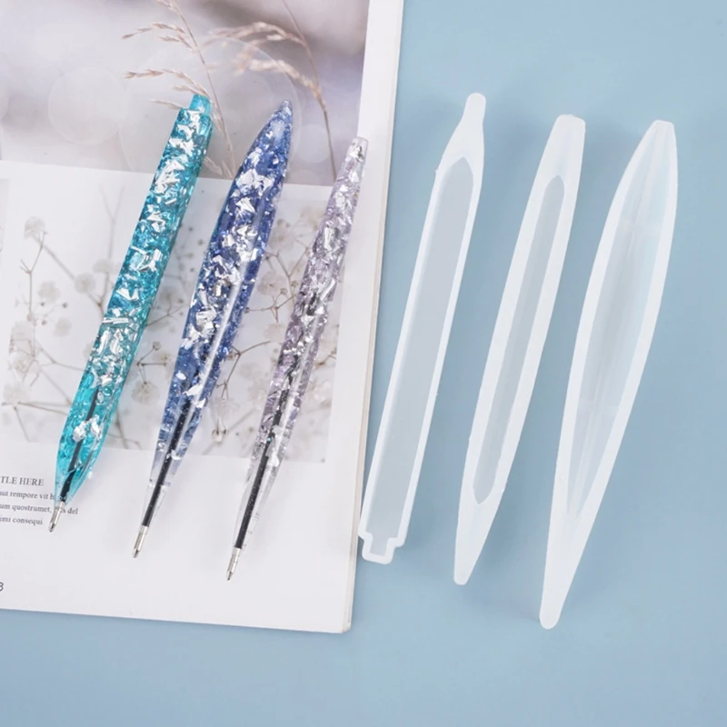 

5 Pcs Crystal Epoxy Resin Mold Ballpoint Pen Casting Silicone Mould DIY Crafts Jewelry Making Tools