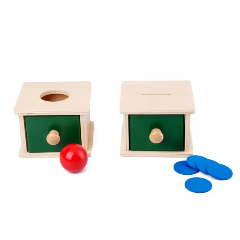

Infant Toddler Wooden Coin Ball Matching Box Montessori Tools for Baby Children
