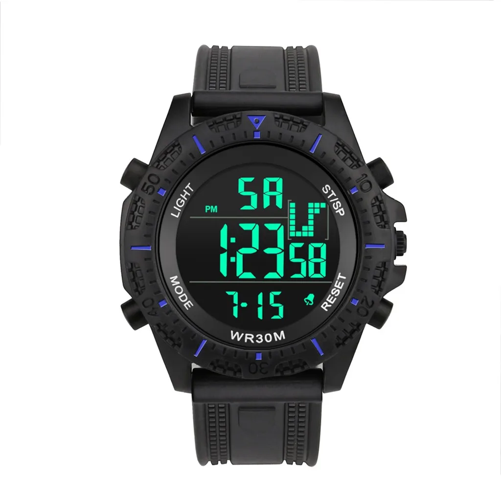 Часы мужские Цифровые Спортивные наручные часы силиконовый ремешок 3 бар