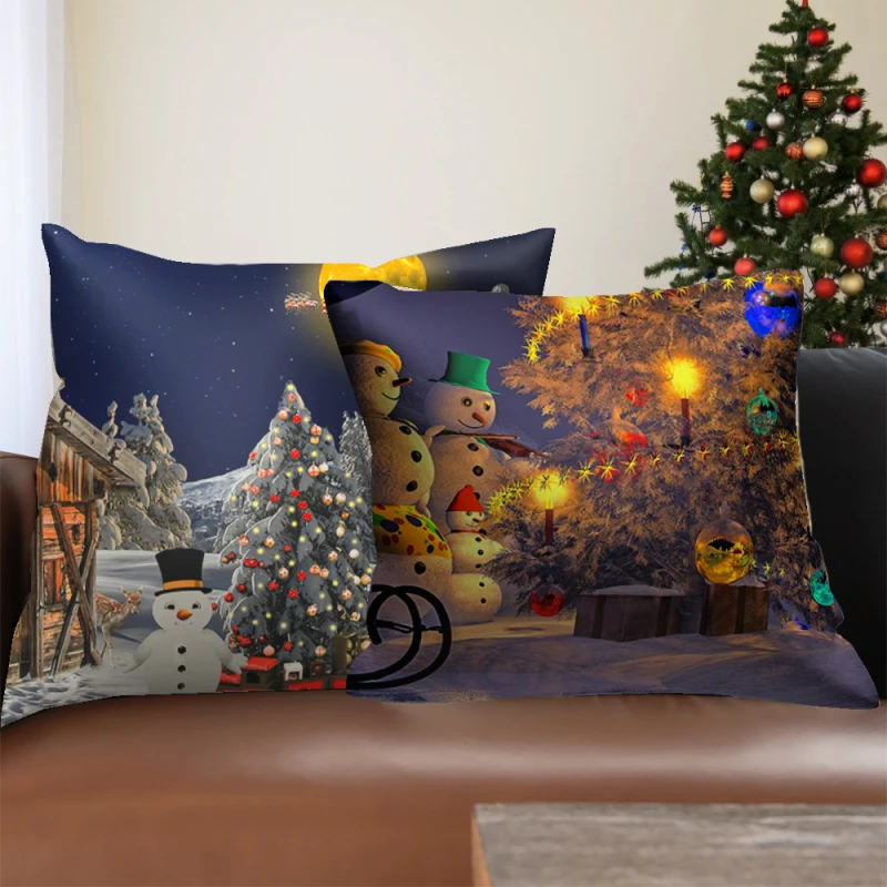 

Christmas Pillow Case Christmas Snowman Pattern Decorative Throw Pillows for Bed Sofa Chair Seat Cushion Cover Fall Decor