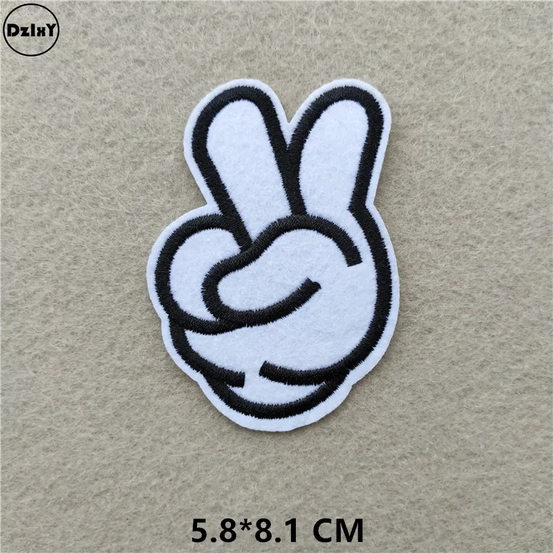 1-PCS-D-268 46 стилей на выбор) черно-белые нашивки с вышивкой для футболки с утюгом в полоску Одежда для Аппликации Наклейки для одежды значки - Цвет: 1-PCS-D-268