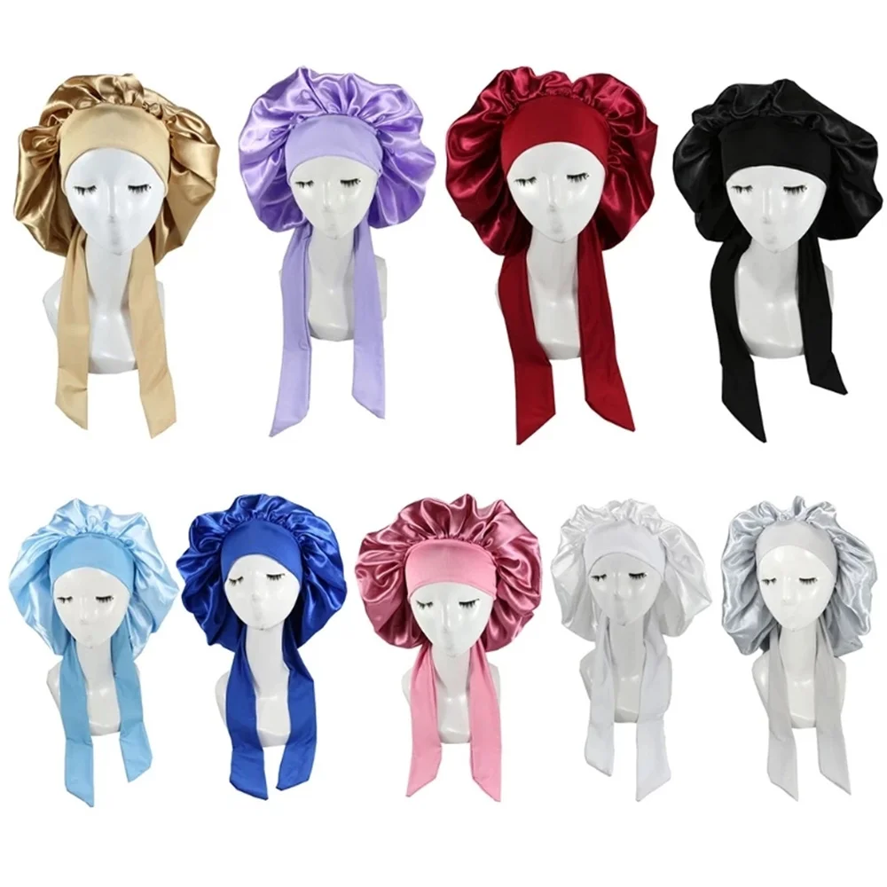 Женская атласная однотонная зимняя шапочка для сна ухода за волосами ночная