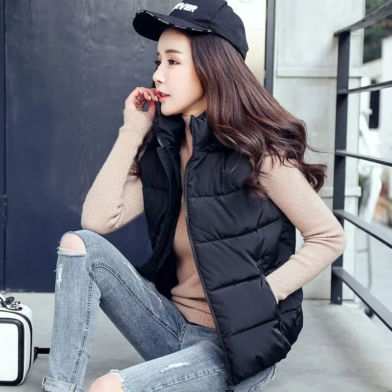 

Winter Women Vest 2021 New Cotton Warm Coat Sleeveless Autumn Ladies Single Breasted Thicken Space Cotton Jacket Short Female