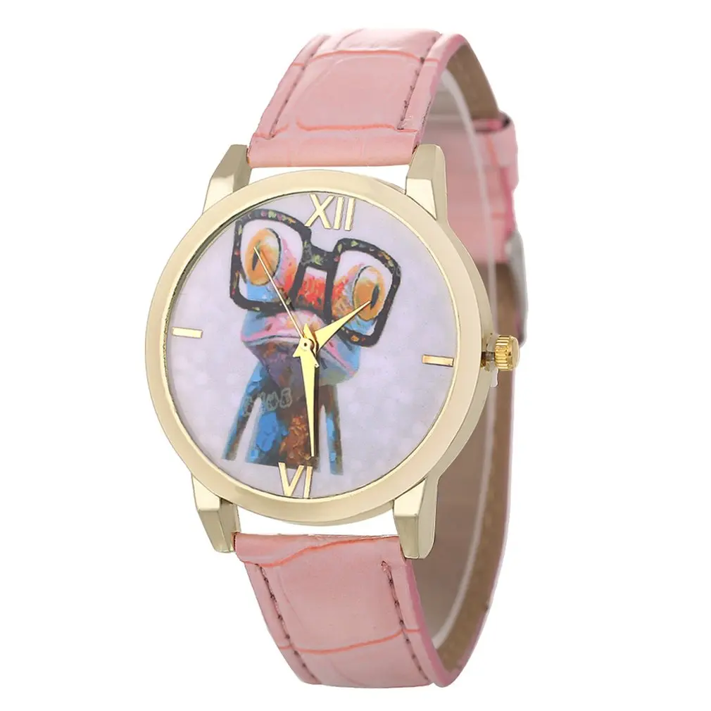 Забавные классические роскошные модные женские кварцевые часы с рисунком