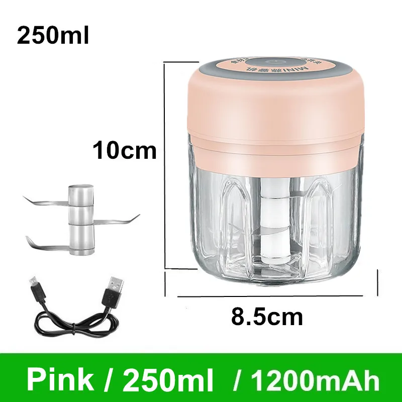 

100/250ml Wireless Electric Garlic Masher Press Stirrer Chopper Vegetable Kitchen Garlic Egg Potato Meat Shred Portable Masher