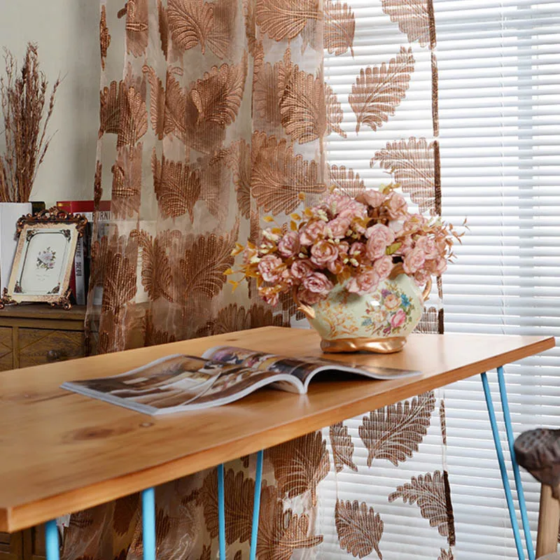 Поворотный цветок перо печать свежий экран для окна гостиная спальня