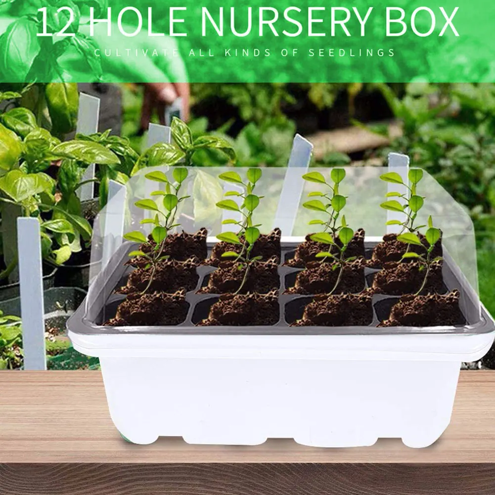 

Nursery Pots Durable 12 Cells Hole Plant Seeds Grow Box Tray Insert Seeding Case Flower Pot Plug Planter Indoor Gardening Tools