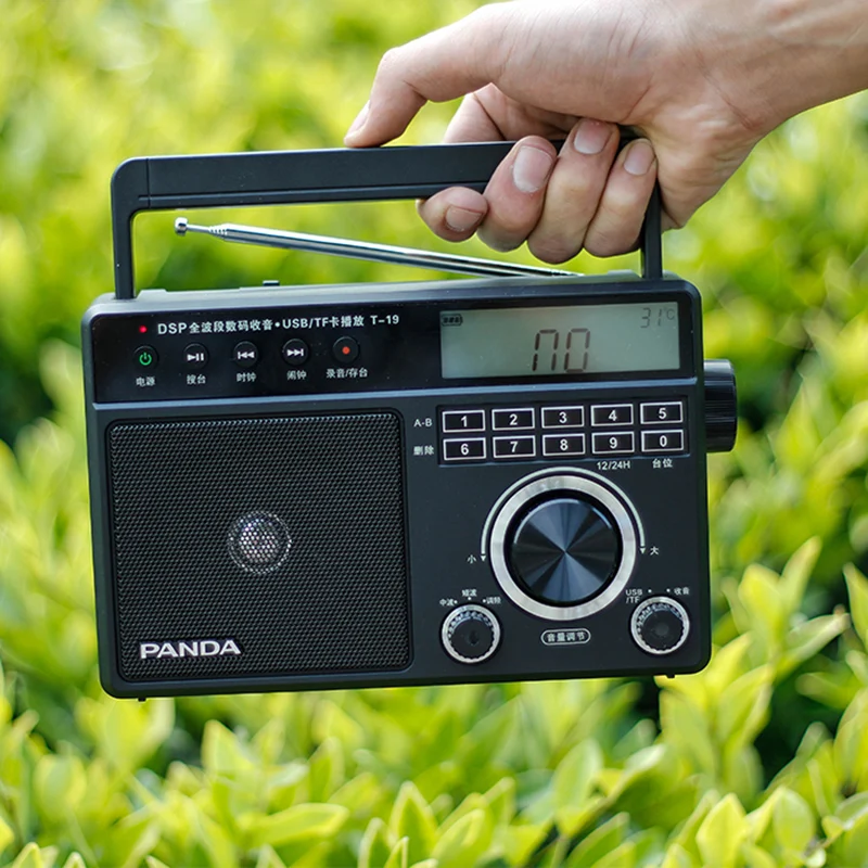 Портативный ретро-радиоприемник AM FM SW DSP с часами ЖК-термометром USB флеш-карта TF