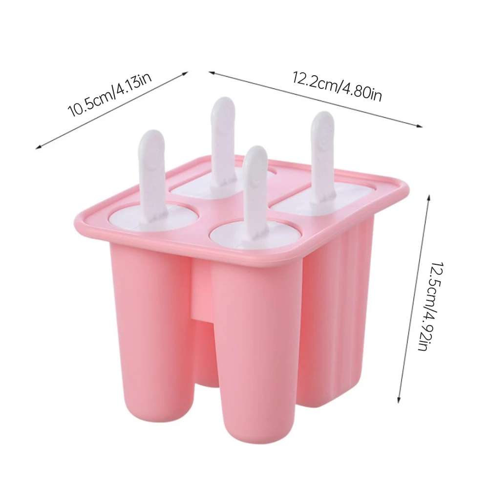 

Ice Lolly Silicone Mold 4 Cavities DIY Ice Cream Chocolate Molds Ice Cube Tray Food Safe Popsicle Making Tray Tool For Children