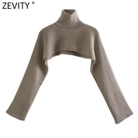 zevity women high street turtleneck collar solid loose knitting sweater female long sleeve chic pullovers autumn wrap tops s484