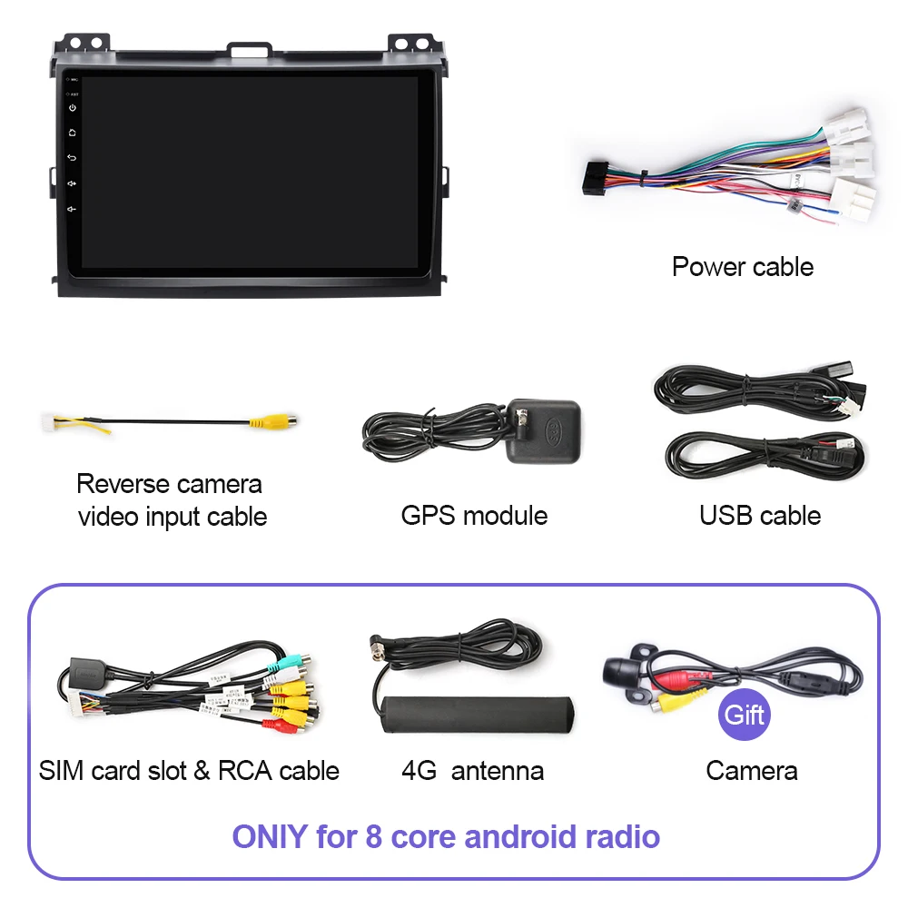 $72.81 Android 10.0 Car Multimedia Player For Toyota Land Cruiser Prado 120 Autoradio GPS Navigation Camera WIFI IPS Screen Stereo RDS