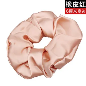 Leather-Pink Модные женские элегантные 6 см ширина чистый шелк резинки для волос милая резинка OL базовый зажим для волос конский хвост держатель - Цвет: Leather-Pink