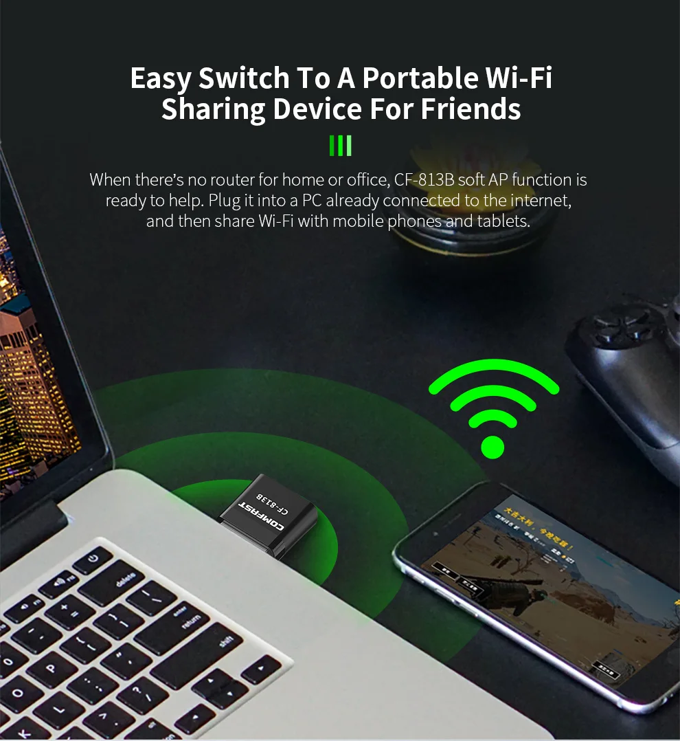 

Mini WiFi USB 650Mbps wireless wifi adapter black 802.11AC bluetooth 4.2 RTL8821CU 2.4+5.8G dual band wi-fi receiver for desktop