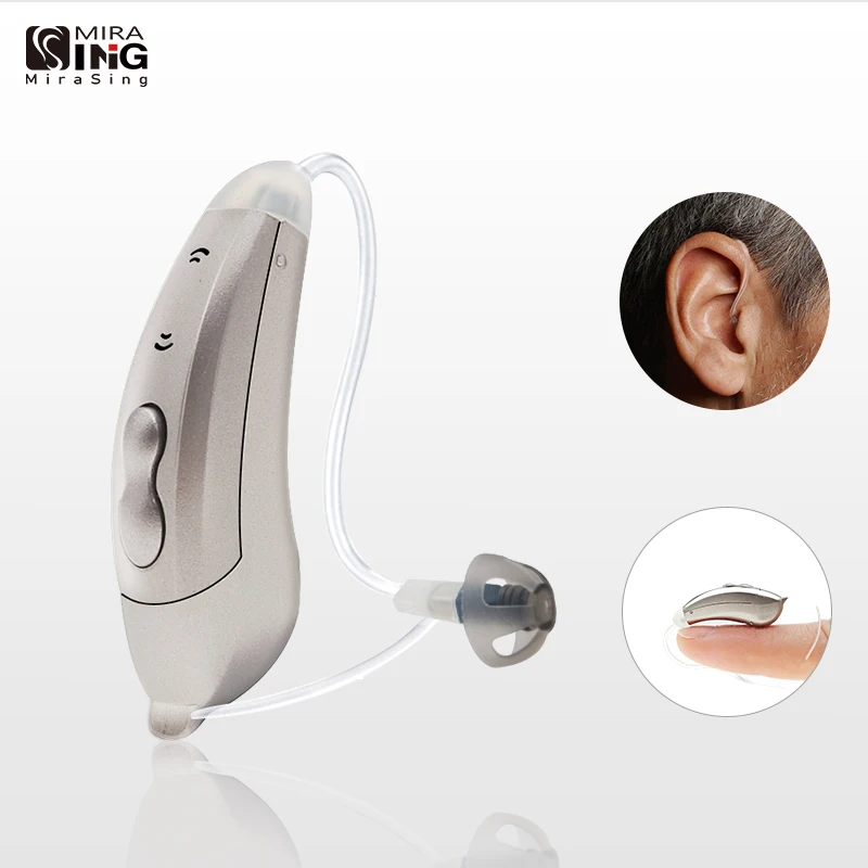 Mini RIC Digital 6-Channels Hearing Aids Audifonos BTE Wireless Sound Amplifiers Moderate to Severe Loss for Deafness/Elderly