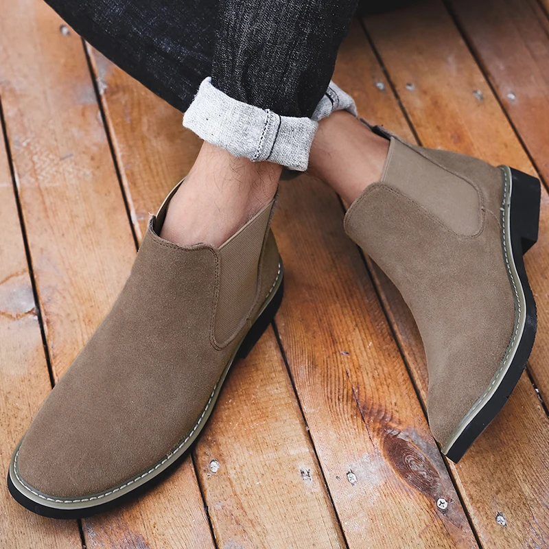 Мужские зимние ботинки ботильоны из натуральной кожи теплые наивысшего качества