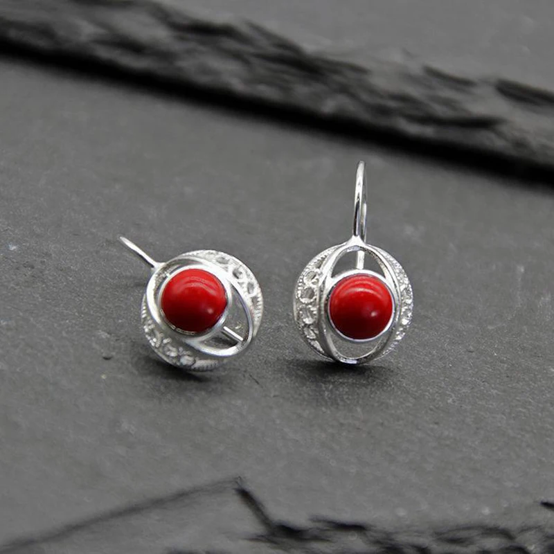 Серьги в этническом стиле серебряные украшения с узором ретро | Украшения и