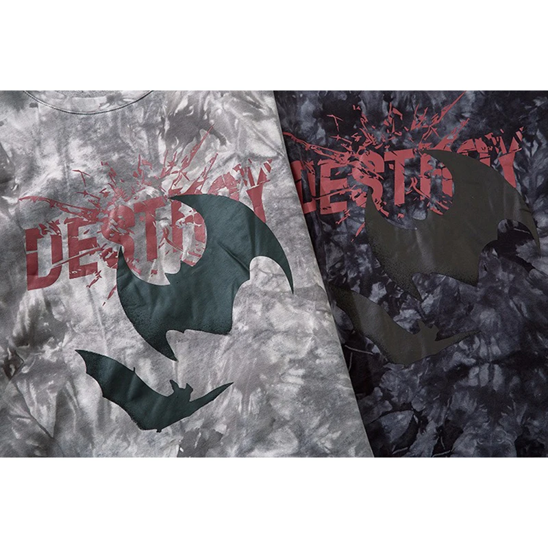 

Fashion Men Tie Dye Letter Print Diablo Style Pullover Sweatshirts Hoodies Mens Harajuku Hip Hop Fashion Casual Streetwear Tops