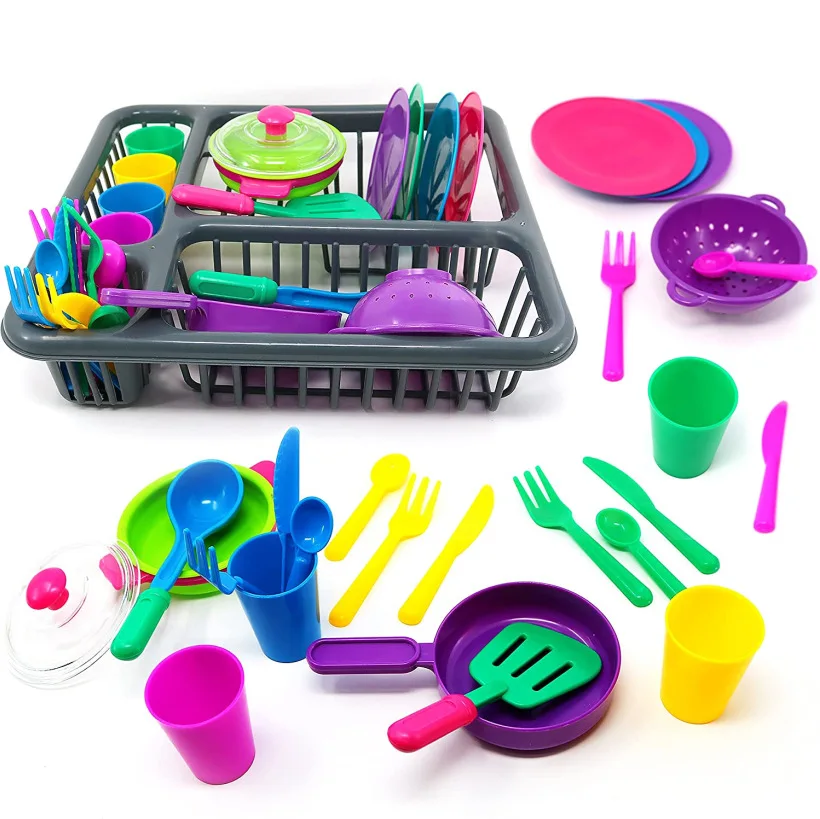 

28Pcs Cooking Tableware Playset Children Play Pretend Toys for Kids Montessori Early Educational Kitchen Color Random