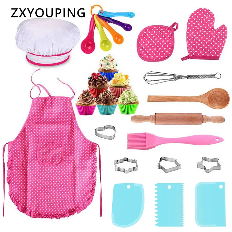 

25 Pcs/ Set Chef Cooking Set For Kids Kitchen DIY Cake Pastry Dessert Making Baking Kits Creative Funny Children Kitchenware