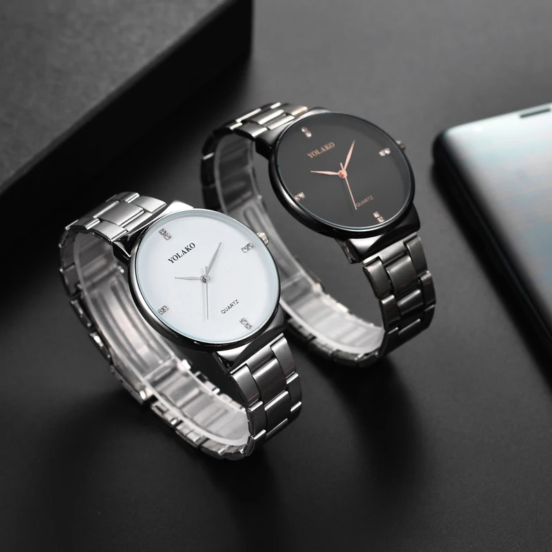 Высококлассные женские кварцевые часы из нержавеющей стали простые