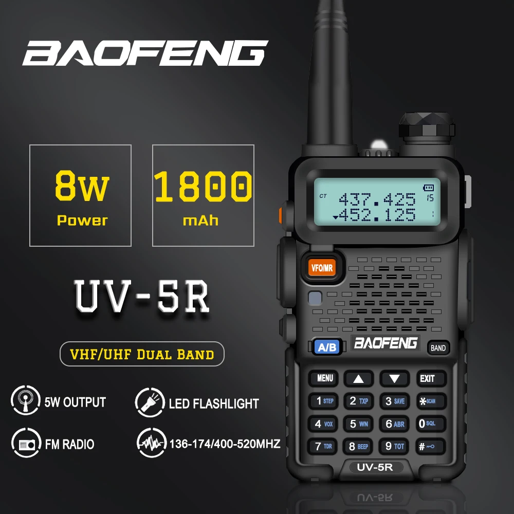 BaoFeng 8 Вт UV-5R портативная рация VHF/UHF136-174Mhz &amp 400-520 МГц Двухдиапазонная
