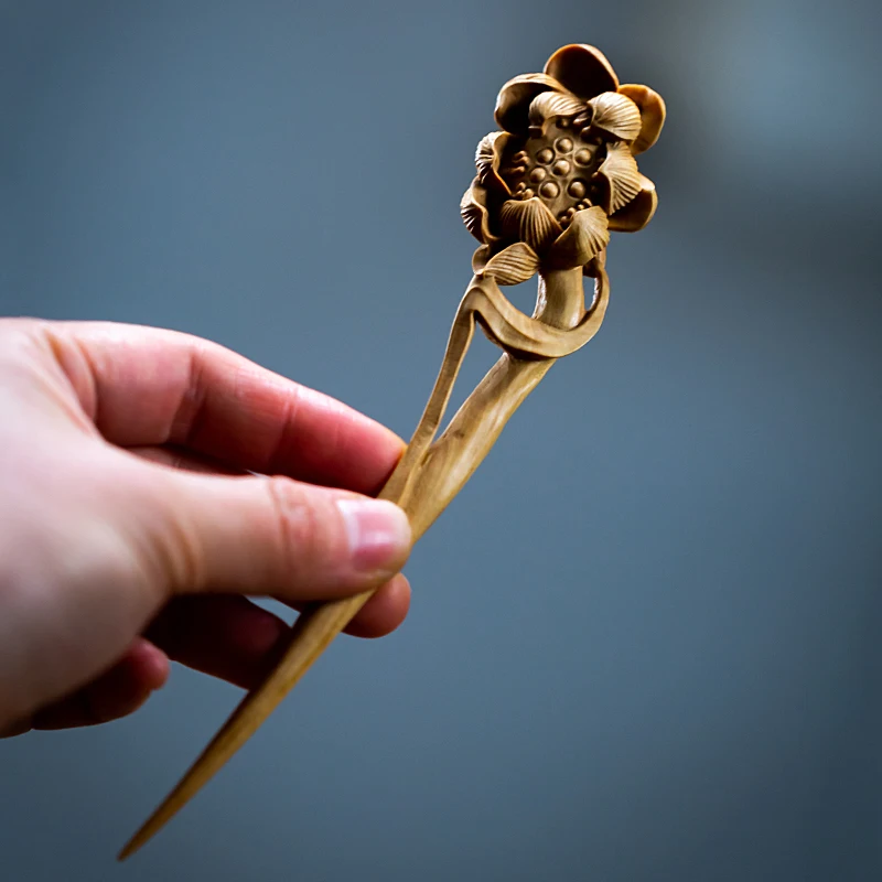 

Wood carving, solid wood hair, ancient charm, plum hairpin headdress, home accessories, Chinese headdress.
