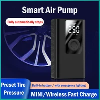 portable inflator pump car air compressor smart digital tire pressure detection auto tire pump for car bike motorcycle bike pump