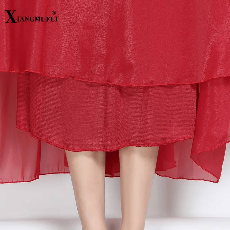 

Woman Chiffon Beach Skirt Good Fabric Drape Bandage Plus Size Skirt High Waist Solid Color Mid-calf Skirt